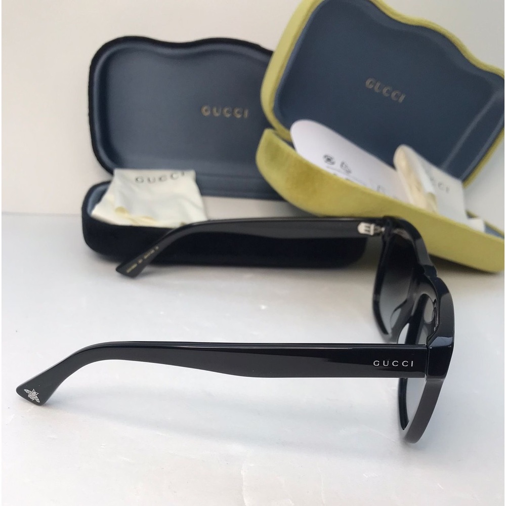 New Authentic Gucci Grey Rectangular Sunglasses GG0158SN 001 - Picture 10 of 12